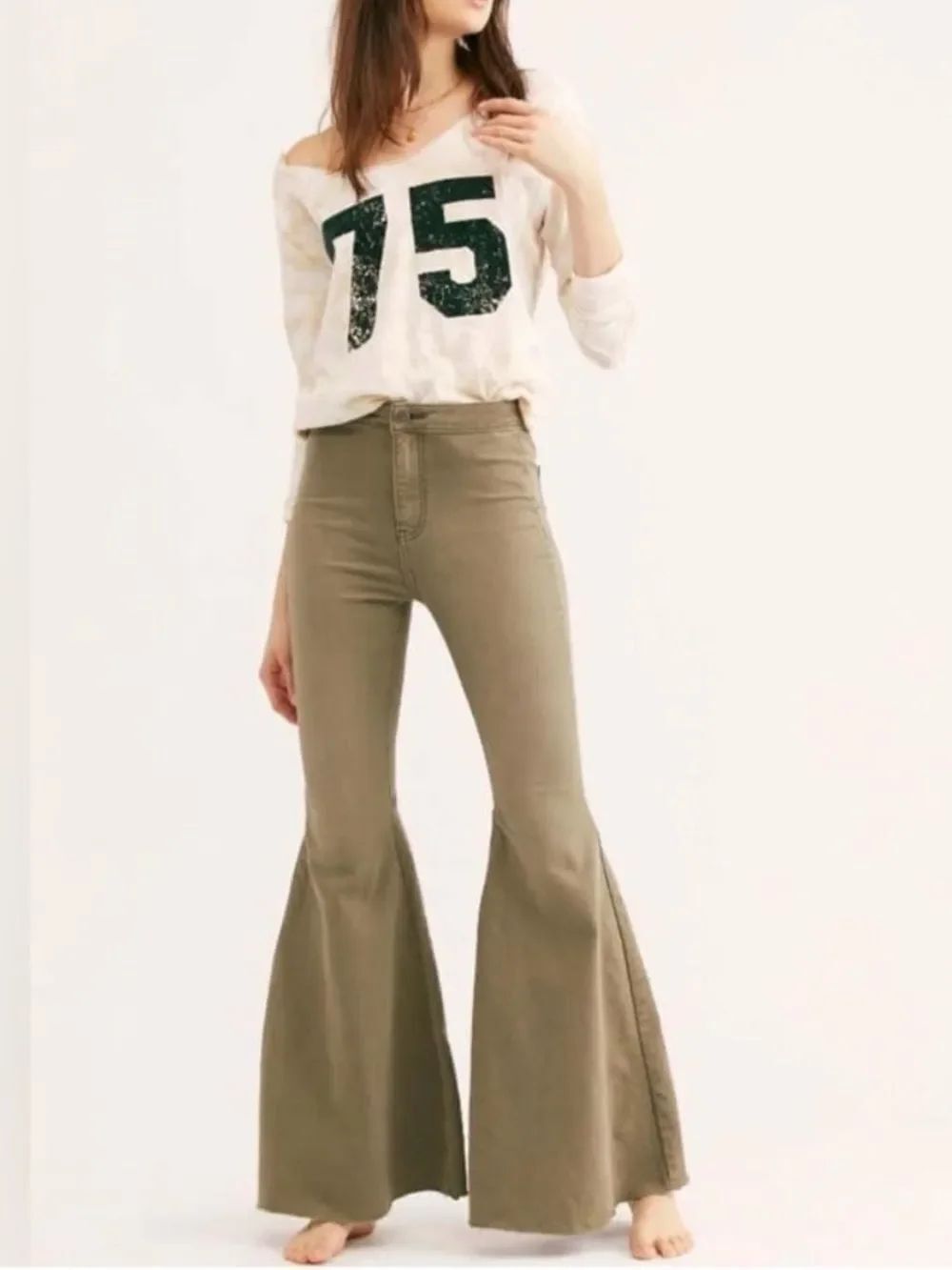 Free People Just Float on Flare in Moss Green Size 31